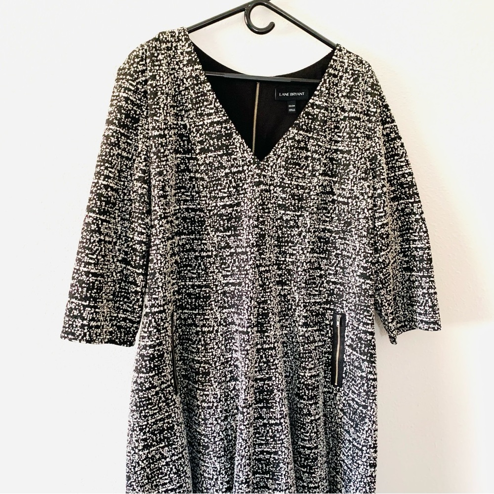 Lane Bryant Black White 3/4 Sleeve Dress - Picture 2 of 11